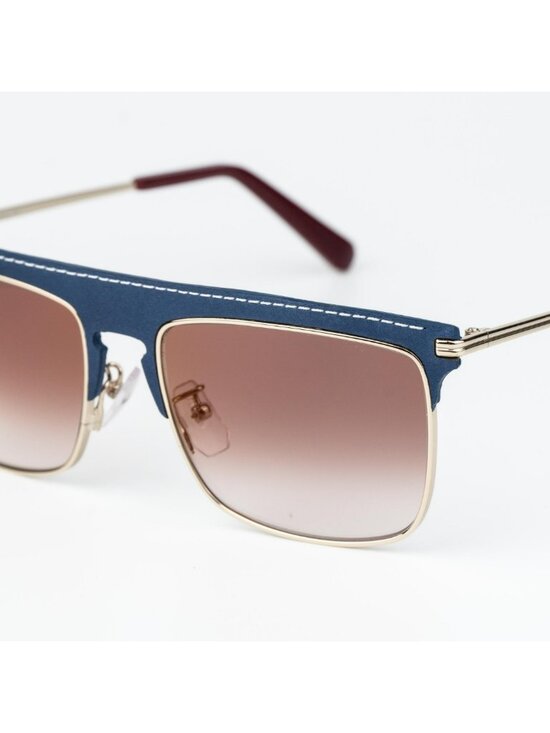 Loewe Men Sunglasses Gold Blue Leather Brown Gradient Square LW40006U 33G main image 5